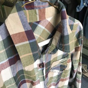 Olive Green Long Sleeve Plaid